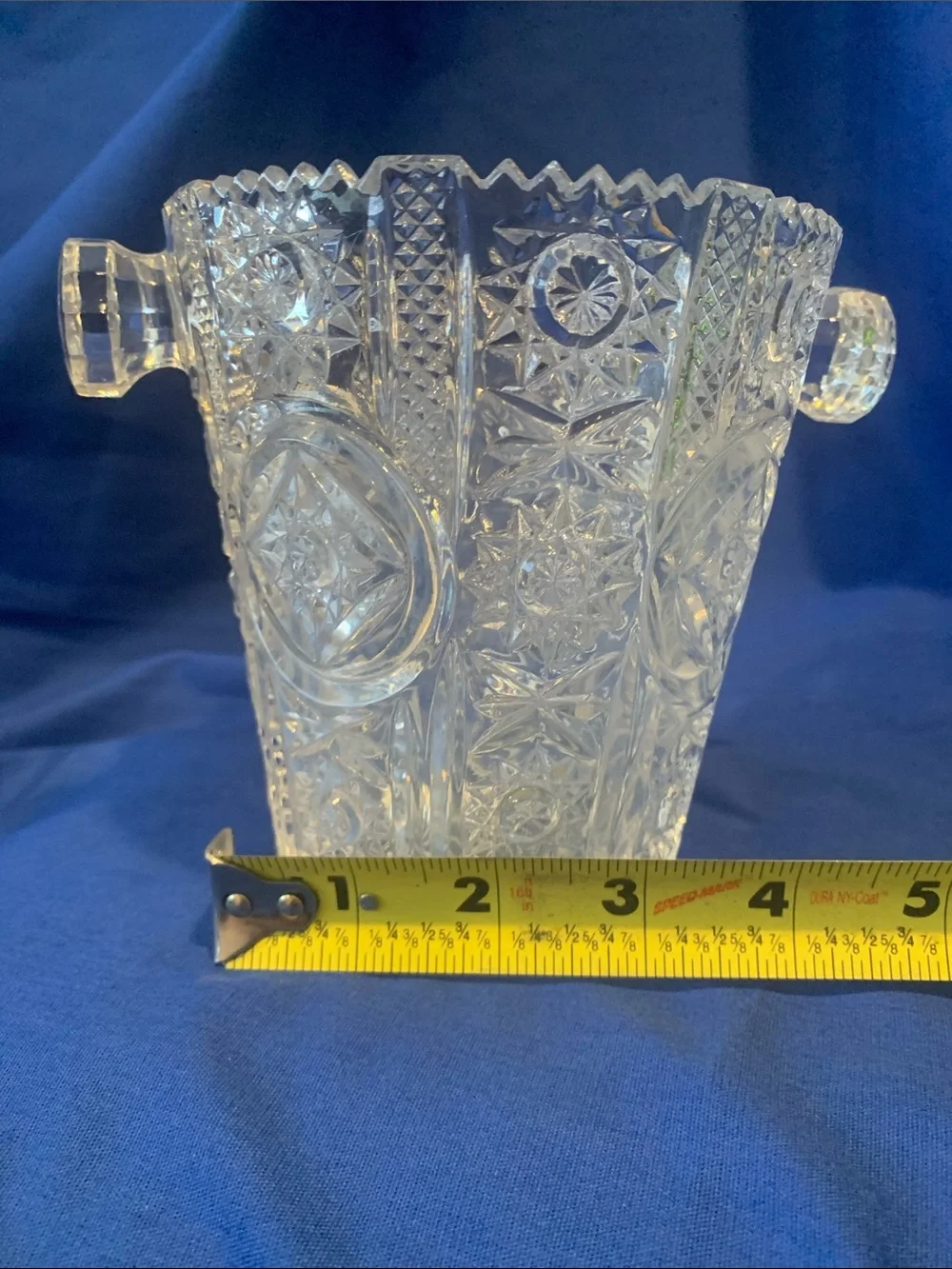 Vintage Glass Ice Bucket with Handles